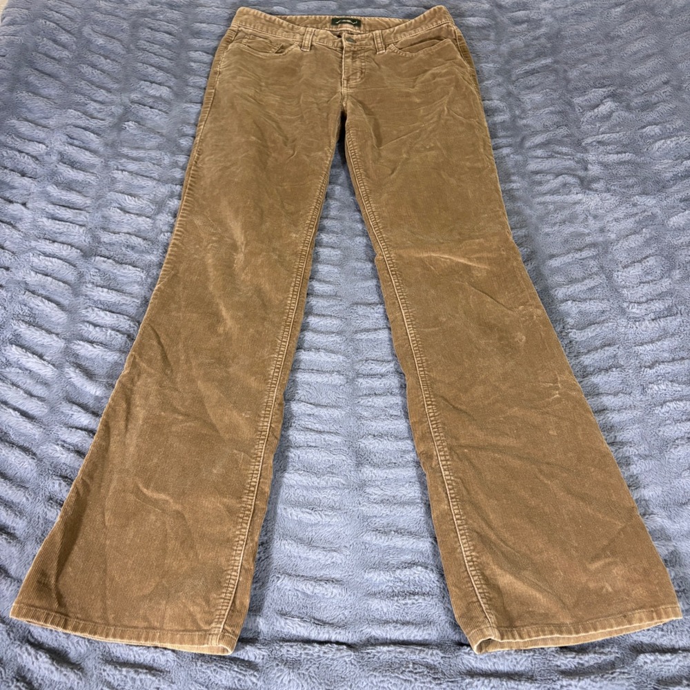 Eddie Bauer Womens Tan Corduroy Bootcut Pants Size 4 Camel Brown Stretch AT512